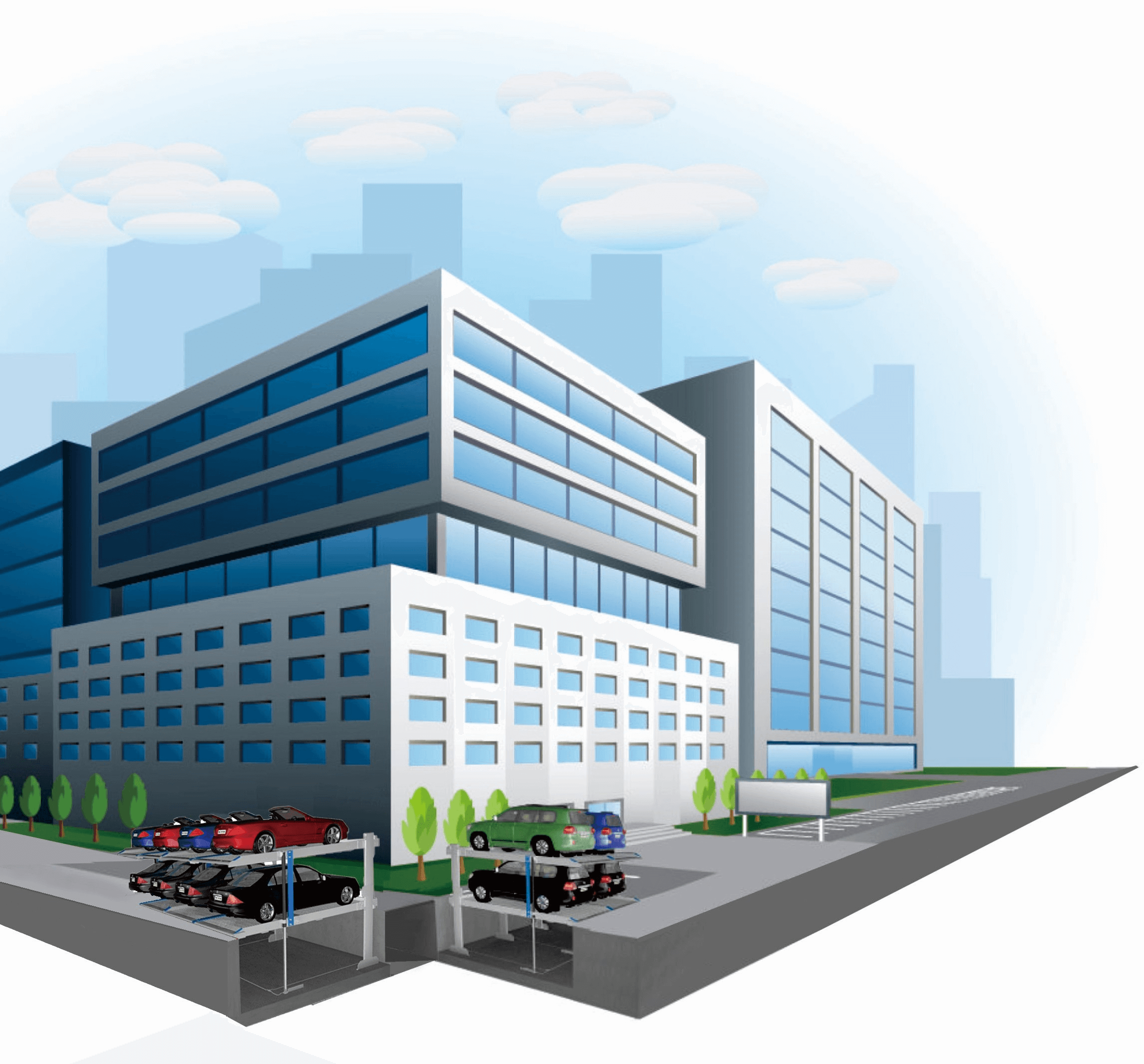 坑式二柱兩層雙平臺汽車停車升降機(jī)